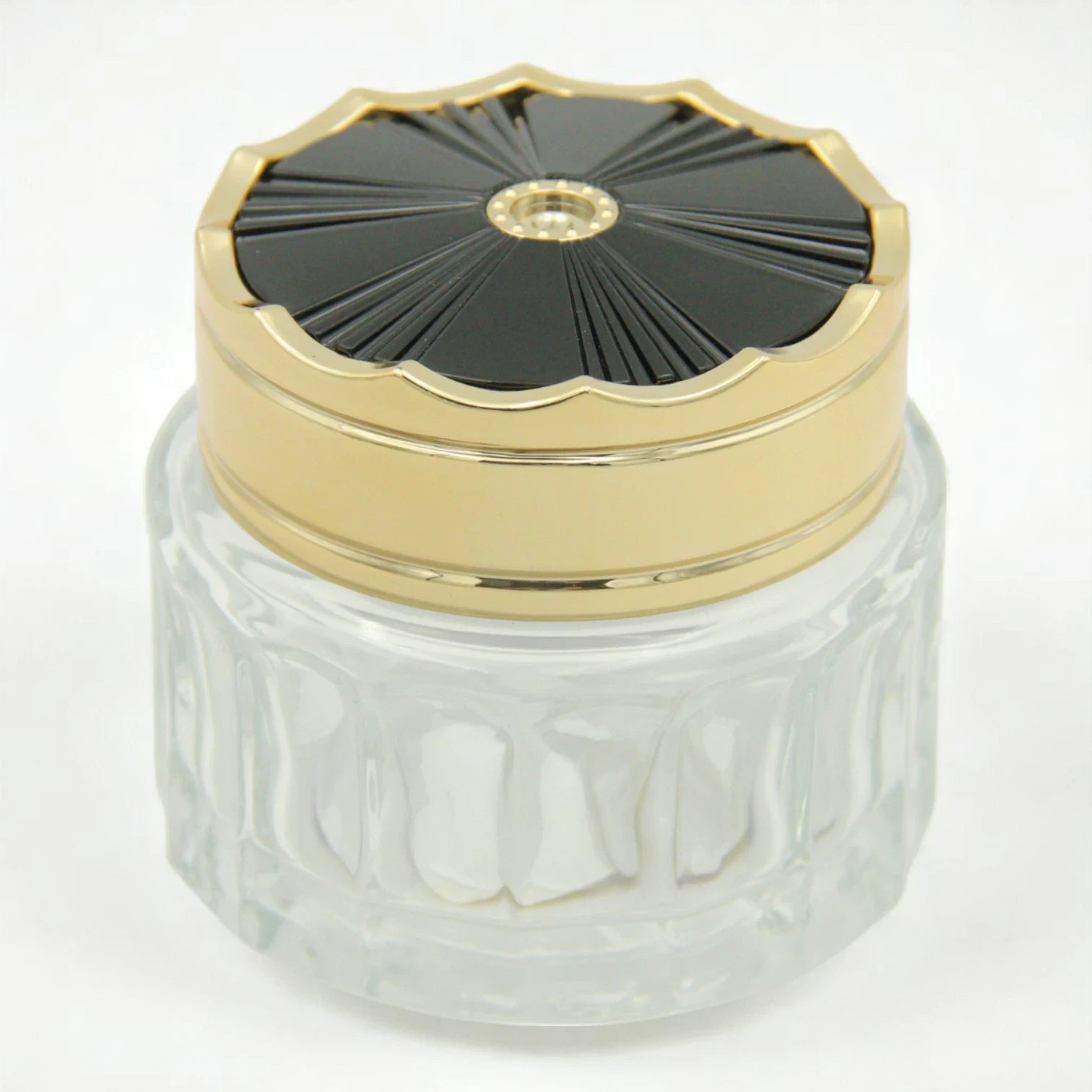 Luxury Clear Jar with Black & Gold Floral Lid 50 ML – Elegant Storage for Incense, Creams, or Salves - Damoo