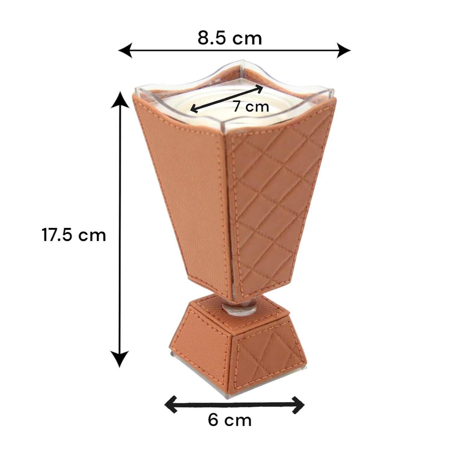 Luxury Faux Leather Vase-Style Container – Brown Quilted Decorative Holder for Home, Office, or Gift Display - Damoo