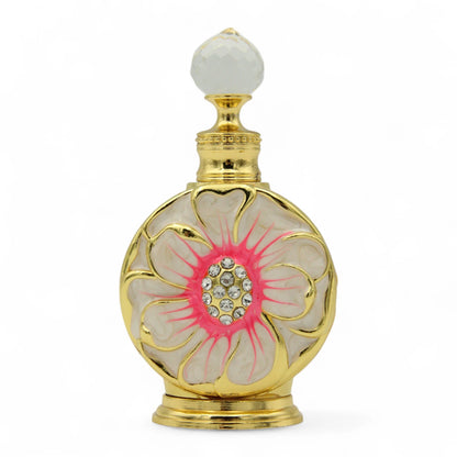 Luxury Gold Floral Perfume Bottle with Crystal Top 50 ML – Refillable Vintage Scent Bottle with Rhinestone Accents - Damoo