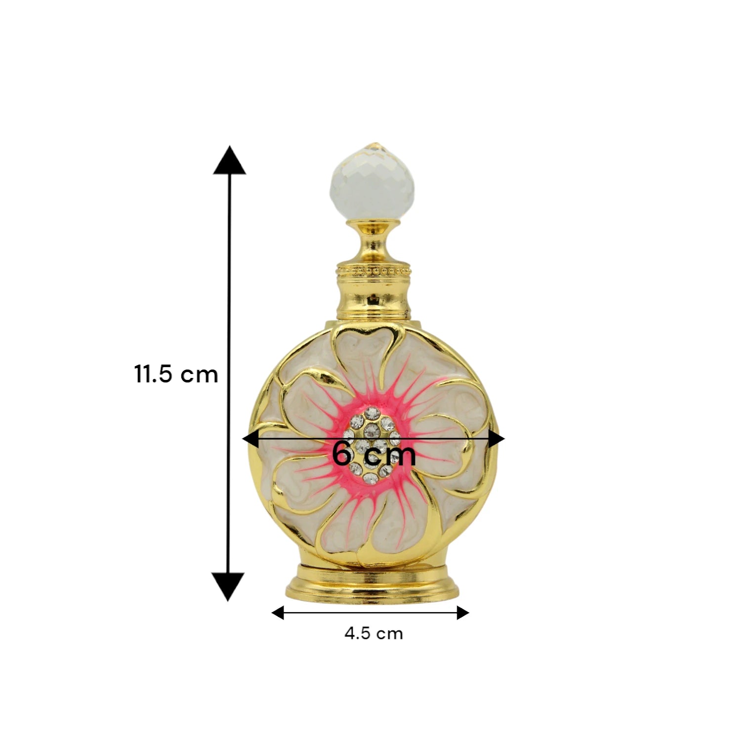 Luxury Gold Floral Perfume Bottle with Crystal Top 50 ML – Refillable Vintage Scent Bottle with Rhinestone Accents - Damoo