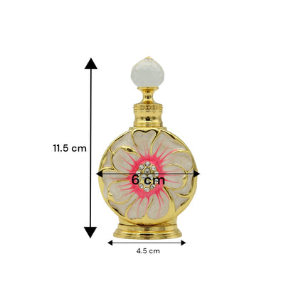 Luxury Gold Floral Perfume Bottle with Crystal Top 50 ML – Refillable Vintage Scent Bottle with Rhinestone Accents - Damoo