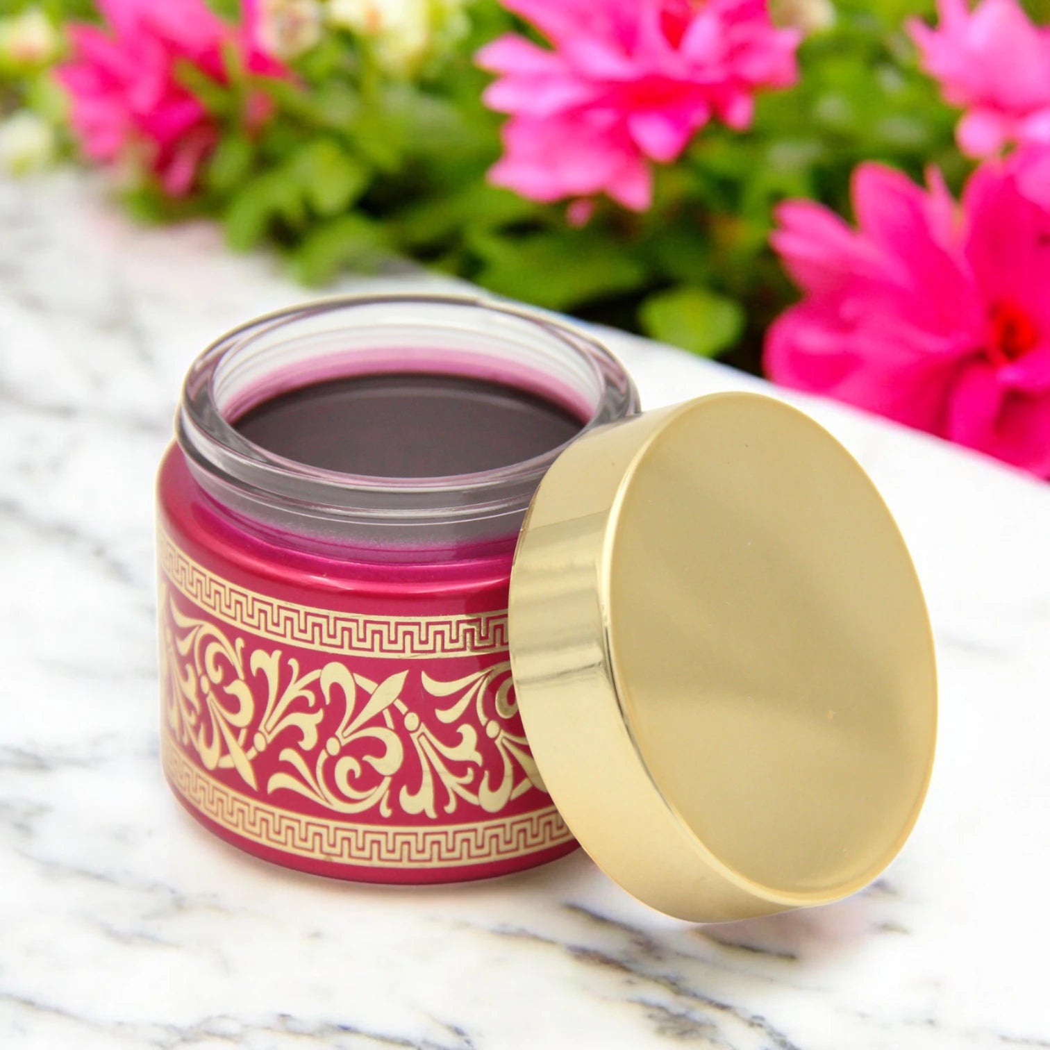 Luxury Pink Bakhoor Tin – Arabic Incense Container with Gold Foil Design & Lid | Elegant Gift for Home, Majlis, and Ramadan - Damoo