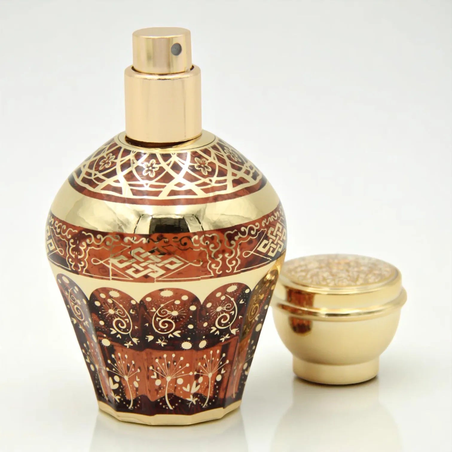 Luxury Refillable Arabic Perfume Bottle 50 ML – Gold Ornamental Design | Decorative Atomizer for Attar, Oud, or Mist Sprays - Damoo