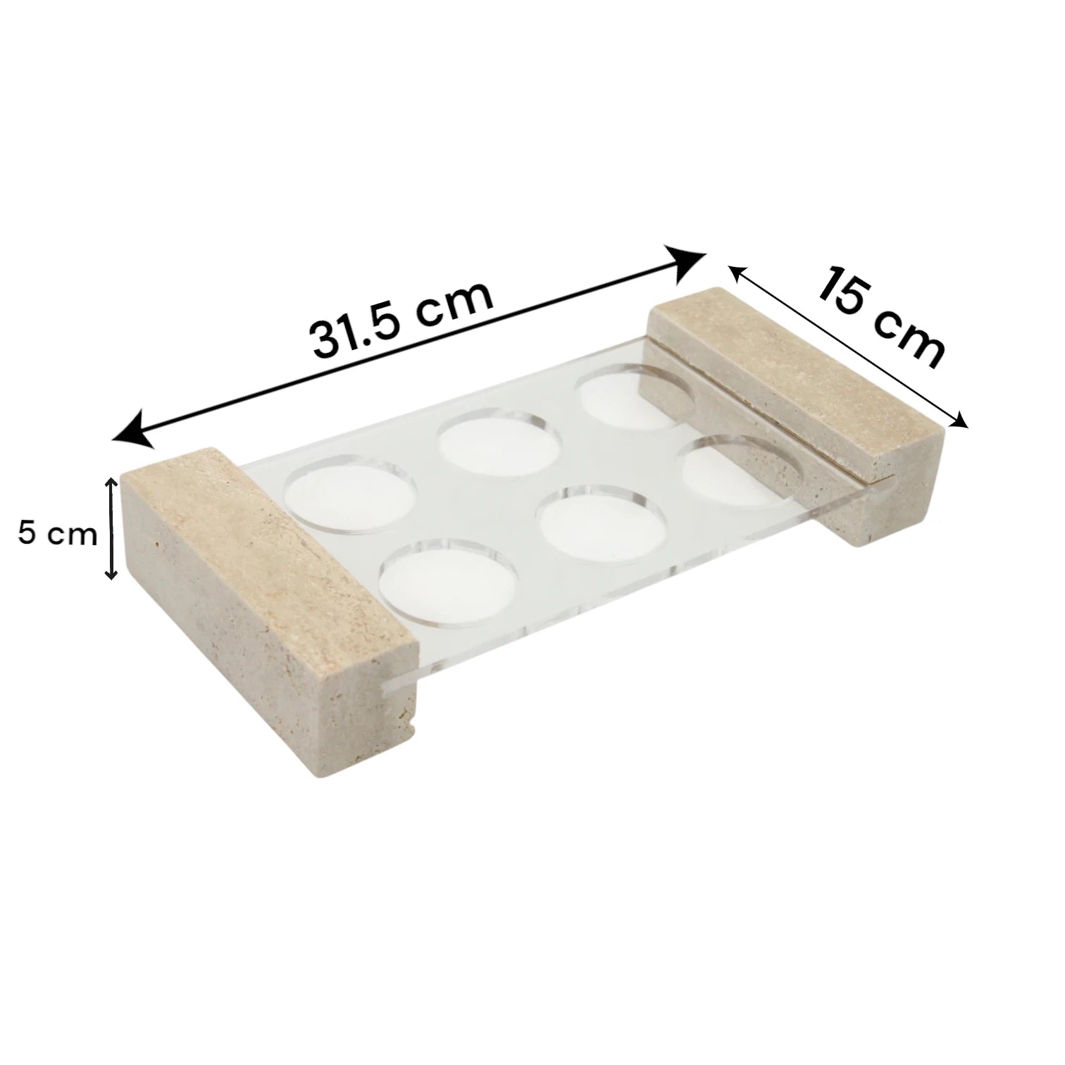Luxury Travertine & Acrylic Essential Oil Holder – 6 Bottle Display Stand for Countertops, Vanity & Aromatherapy Storage - Damoo