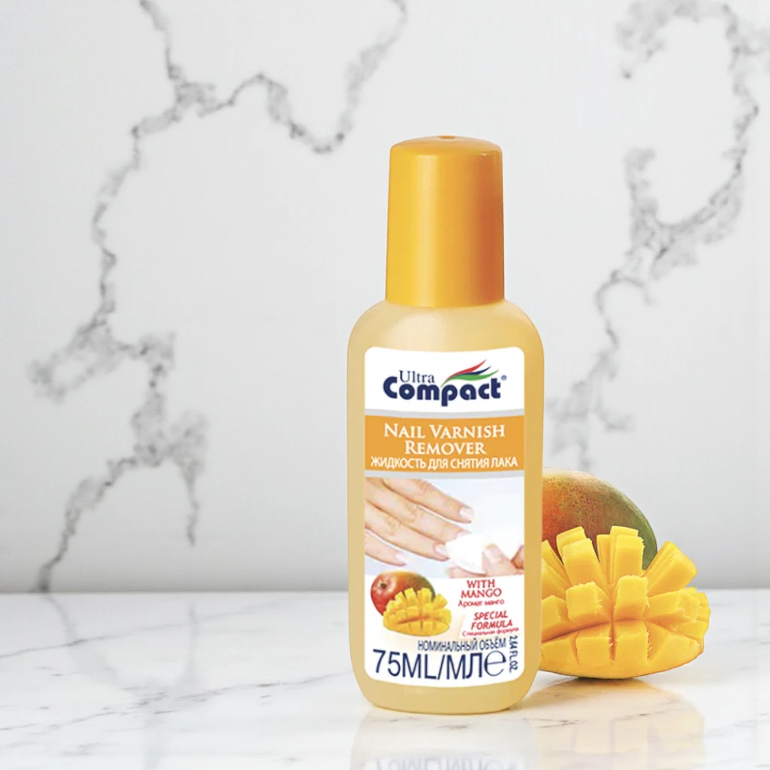 Ultra Compact Mango Scented Nail Polish Remover – 75ML Gentle & Effective Nail Varnish Remover with Fruity Fragrance - Damoo