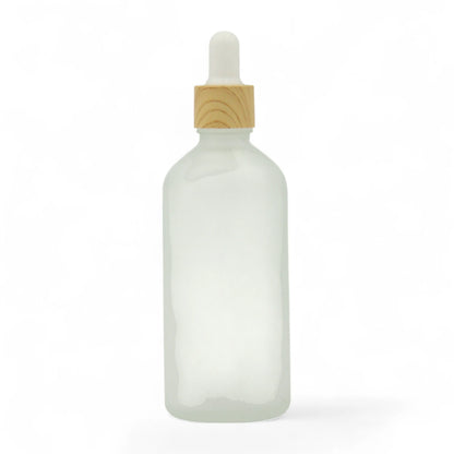 Matte Glass Dropper Bottle 100ML – Refillable Serum Bottle with Wooden-Style Cap & Glass Pipette | Ideal for Essential Oils, Lotions, Skincare, & DIY Blends - Damoo