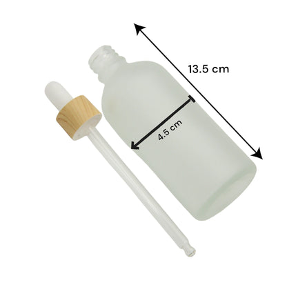 Matte Glass Dropper Bottle 100ML – Refillable Serum Bottle with Wooden-Style Cap & Glass Pipette | Ideal for Essential Oils, Lotions, Skincare, & DIY Blends - Damoo