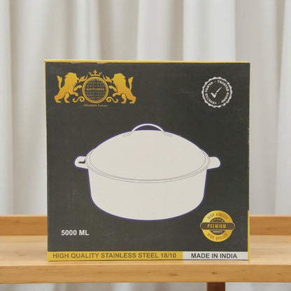 Mayflower 5000ml Premium Stainless Steel Hot Pot – Affordable Luxury with Timeless Floral Motif, Made in India - Damoo