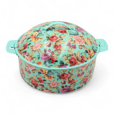 Mayflower Floral Hot Pot Casserole – 3500 ML - Stainless Steel Food Warmer with Elegant Printed Design - Damoo