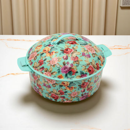 Mayflower Floral Hot Pot Casserole – 3500 ML - Stainless Steel Food Warmer with Elegant Printed Design - Damoo