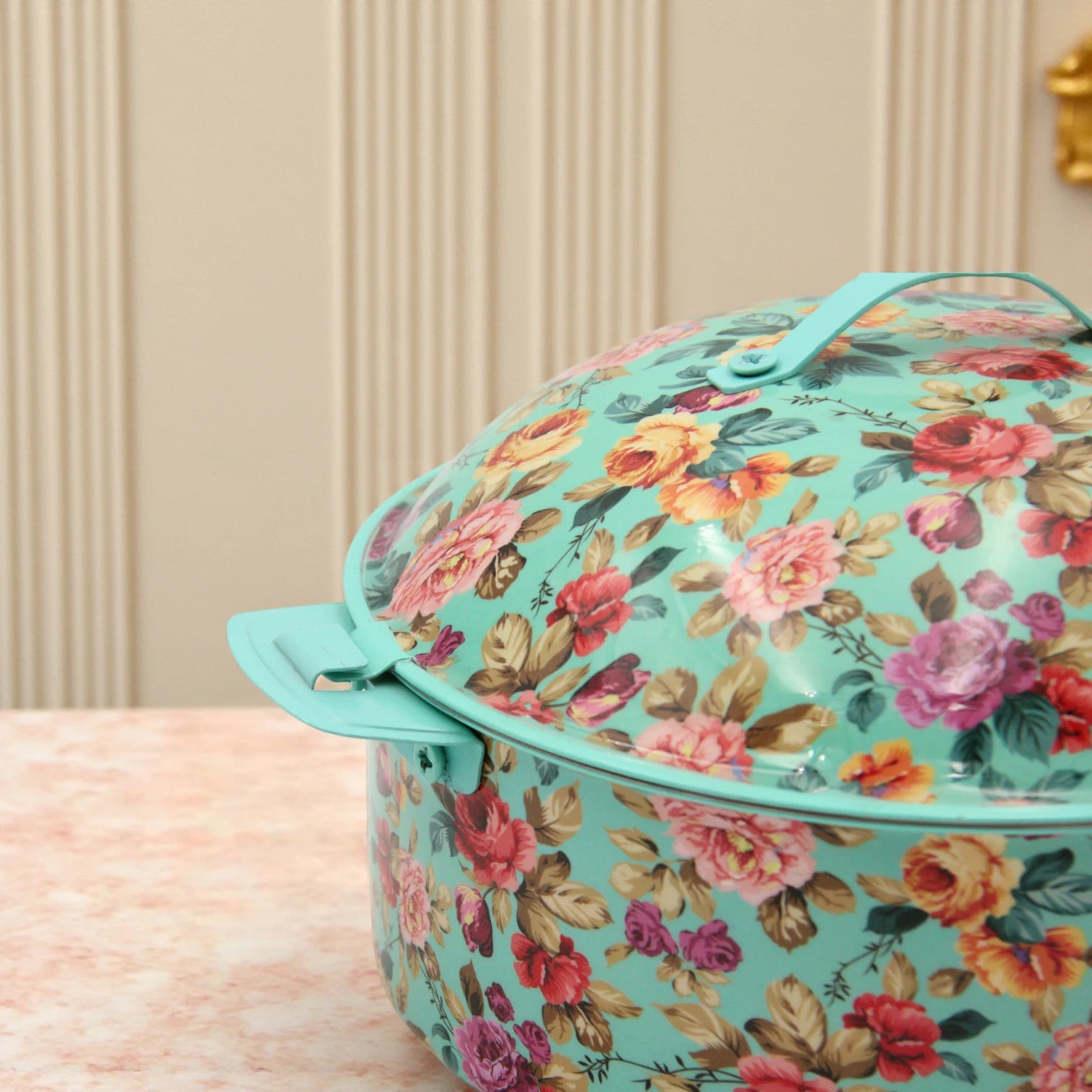 Mayflower Floral Hot Pot Casserole – 3500 ML - Stainless Steel Food Warmer with Elegant Printed Design - Damoo