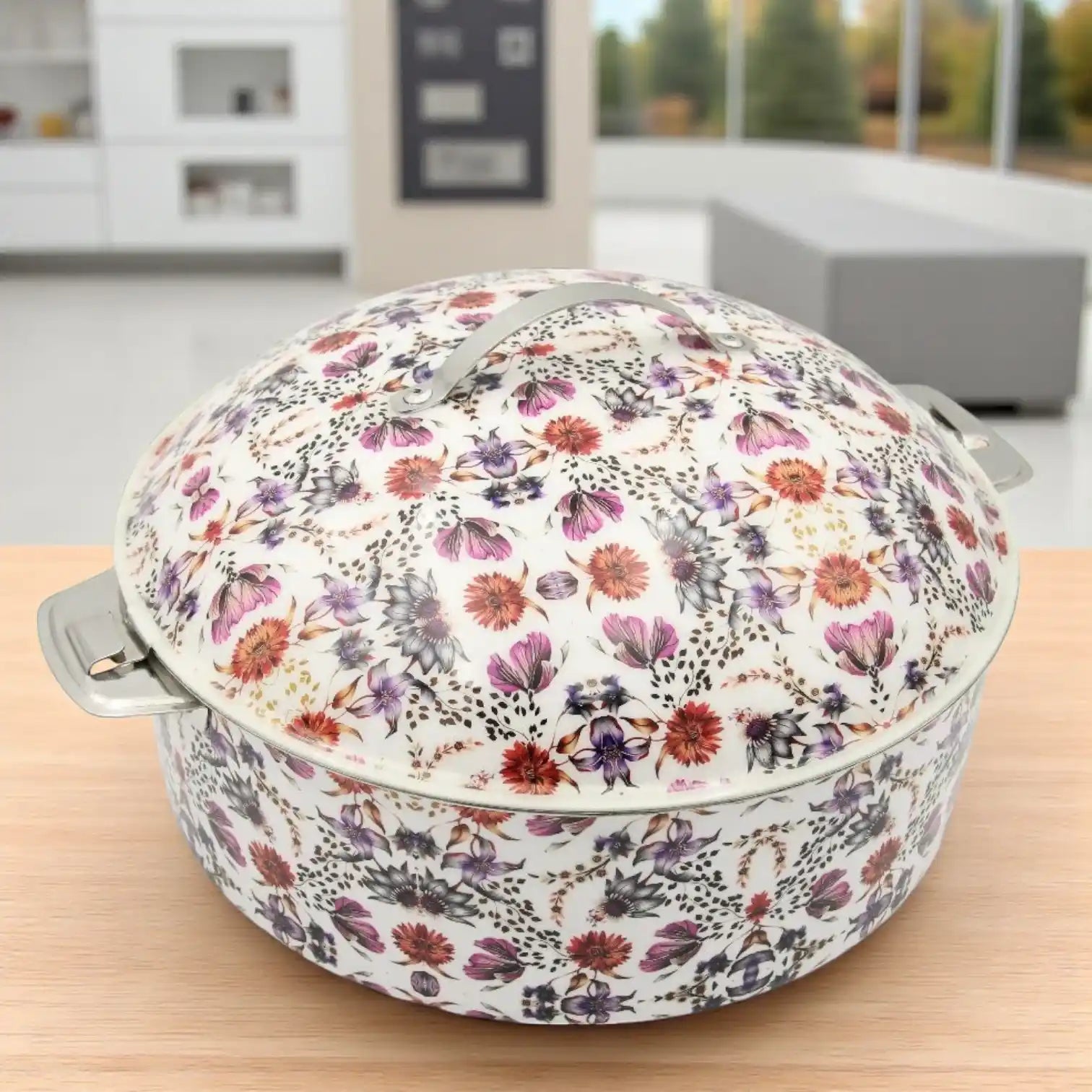 Mayflower Premium Stainless Steel Serving Bowl – Affordable Luxury with Elegant Floral Motif, Made in India - Damoo