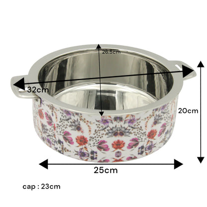 Mayflower Premium Stainless Steel Serving Bowl – Affordable Luxury with Elegant Floral Motif, Made in India - Damoo