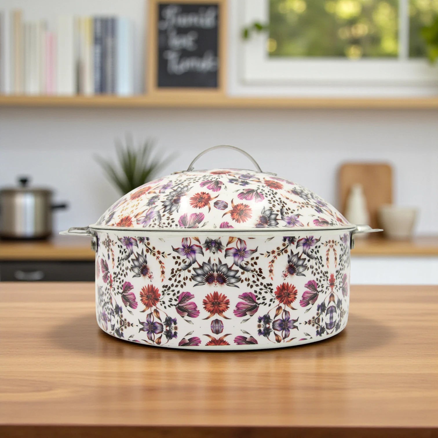 Mayflower Premium Stainless Steel Serving Bowl – Affordable Luxury with Elegant Floral Motif, Made in India - Damoo