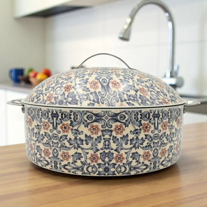 Mayflower Stainless Steel Hot Pot – Affordable Luxury Floral Motif Serveware, Made in India - Damoo