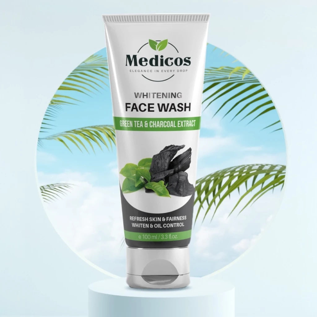 Medicos Face Wash with Green Tea & Charcoal Extract – 150ml Deep Cleansing, Oil Control & Brightening Face Wash – Hydrating & Soothing Formula for Clear, Healthy Skin – Gentle for All Skin Types - Damoo