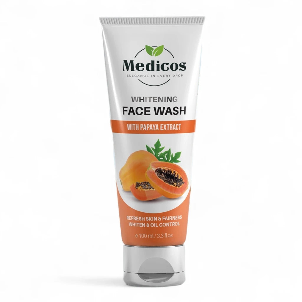 Medicos Face Wash with Papaya Extract – 150ml Tube – Brightening Facial Cleanser for Deep Cleansing, Oil Control, Anti-Aging, Hydration & Daily Glow – Gentle on Skin - Damoo
