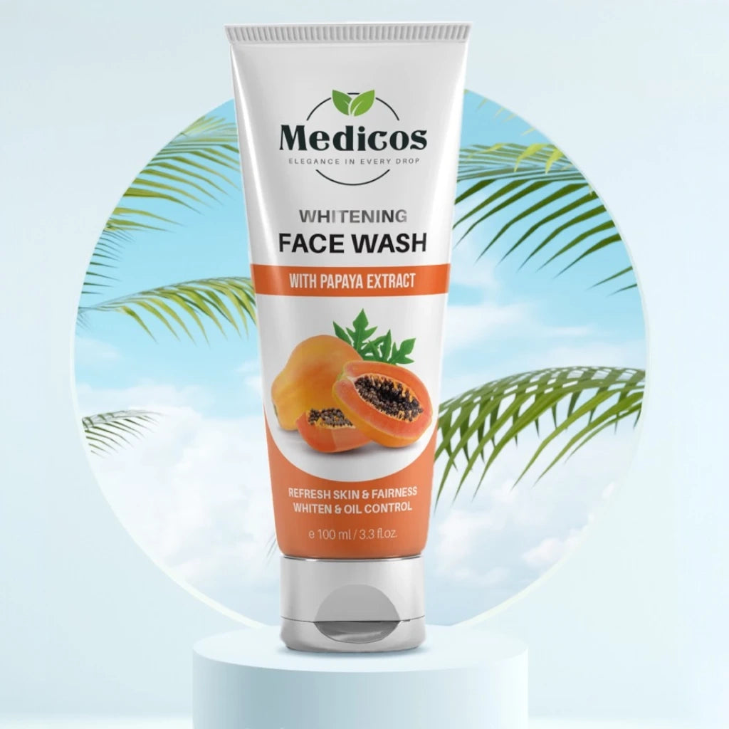 Medicos Face Wash with Papaya Extract – 150ml Tube – Brightening Facial Cleanser for Deep Cleansing, Oil Control, Anti-Aging, Hydration & Daily Glow – Gentle on Skin - Damoo
