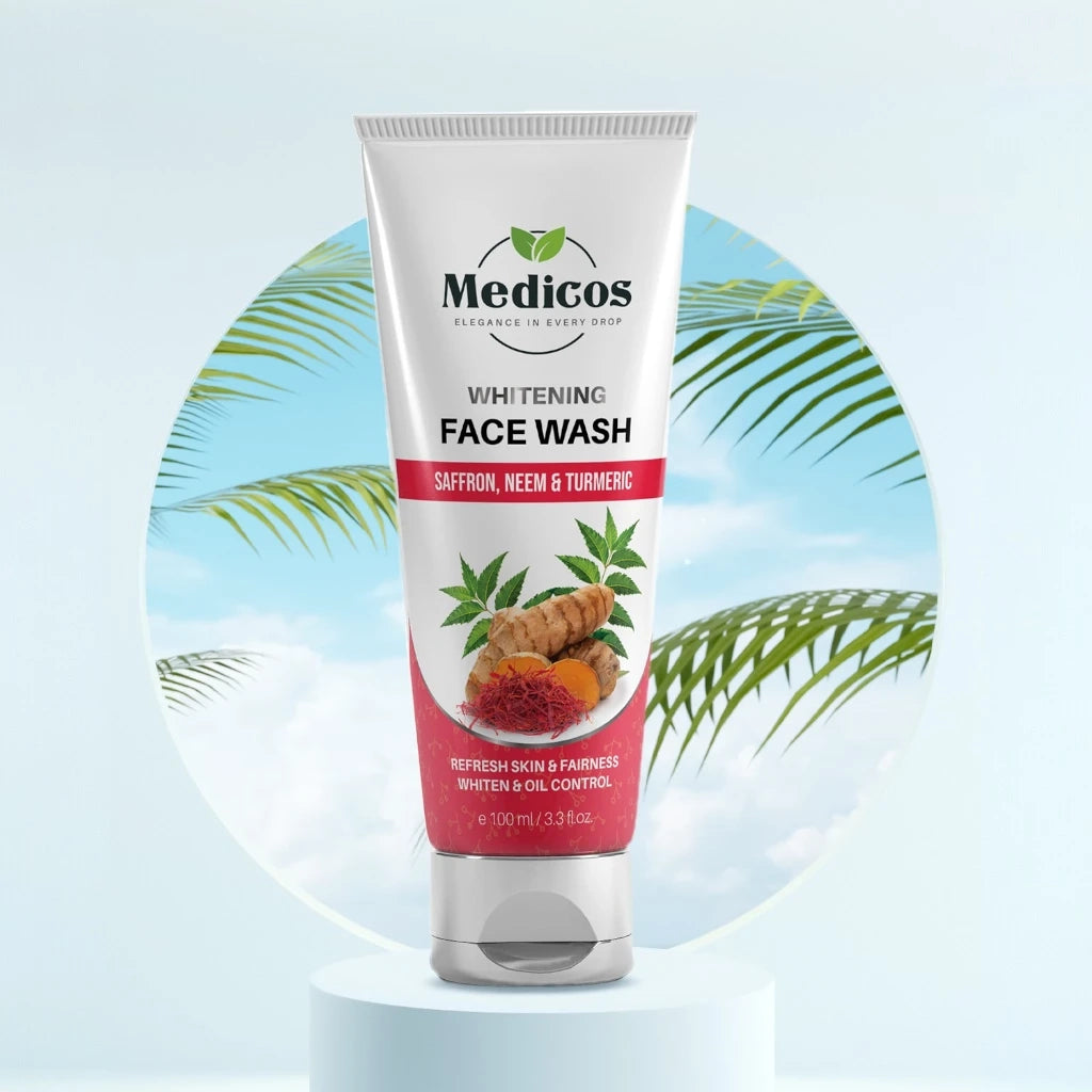 Medicos Face Wash with Saffron, Neem & Turmeric – 150ml Natural Brightening & Purifying Face Wash – Deep Cleansing, Oil Control, Hydrating Formula for Radiant, Healthy Skin – Gentle for All Skin Types - Damoo