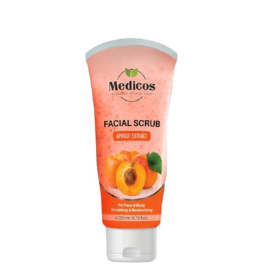Medicos Facial Scrub – Apricot Extract 200ml | Exfoliating & Moisturizing Scrub for Face & Body | Natural Deep Cleanser for Smooth, Radiant Skin - Damoo