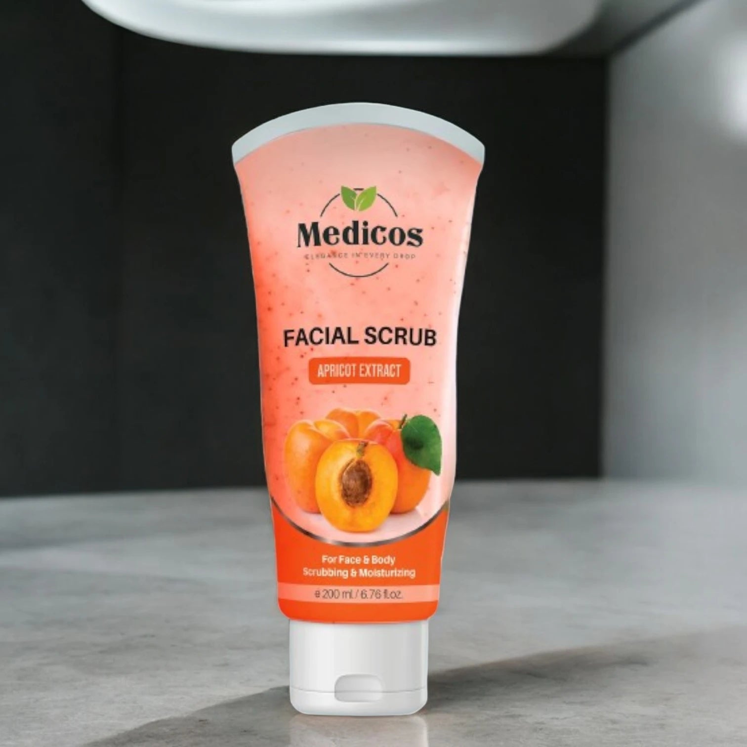 Medicos Facial Scrub – Apricot Extract 200ml | Exfoliating & Moisturizing Scrub for Face & Body | Natural Deep Cleanser for Smooth, Radiant Skin - Damoo