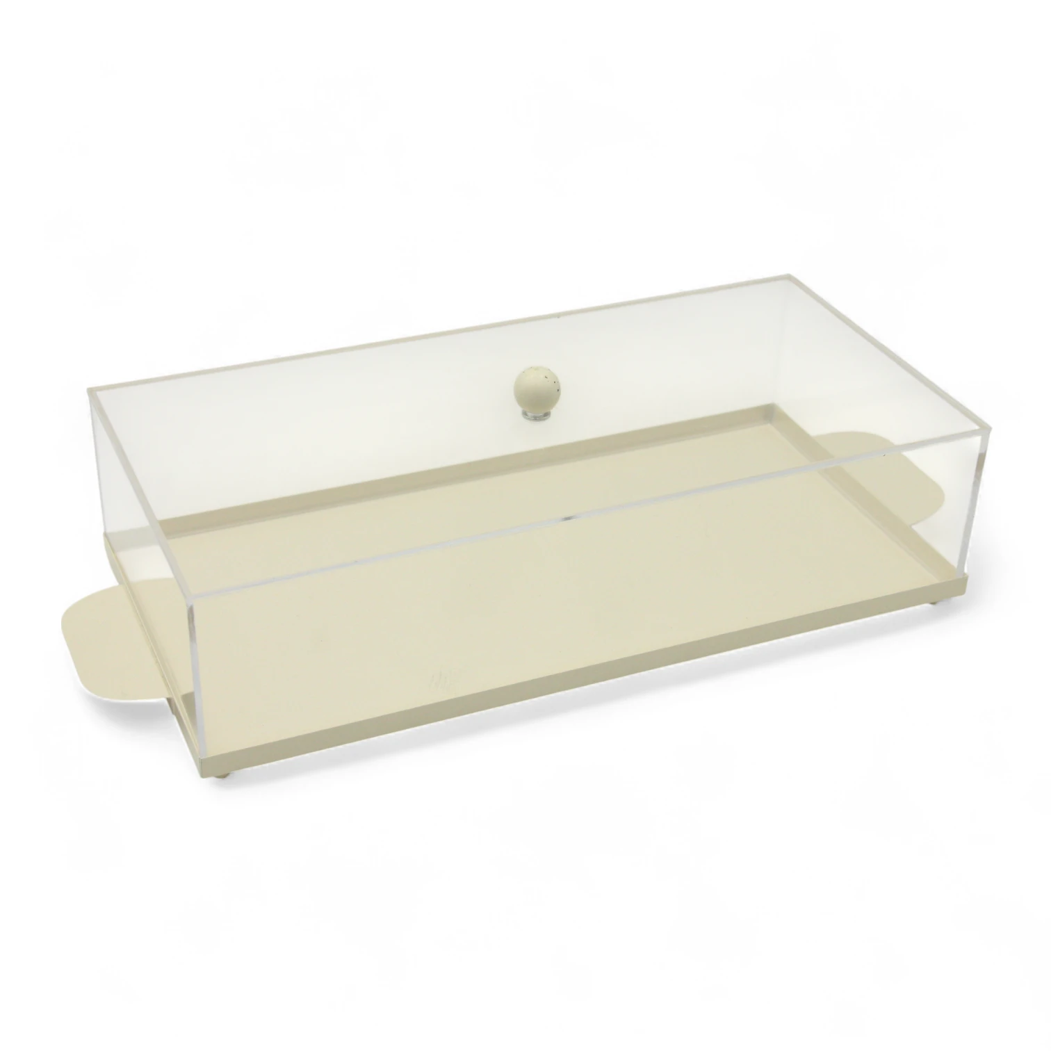 Minimalist Beige Multipurpose Serving Tray with Clear Dome Cover – Elegant Fruit, Pastry & Dessert Display Solution | Reusable & Easy to Clean - Damoo