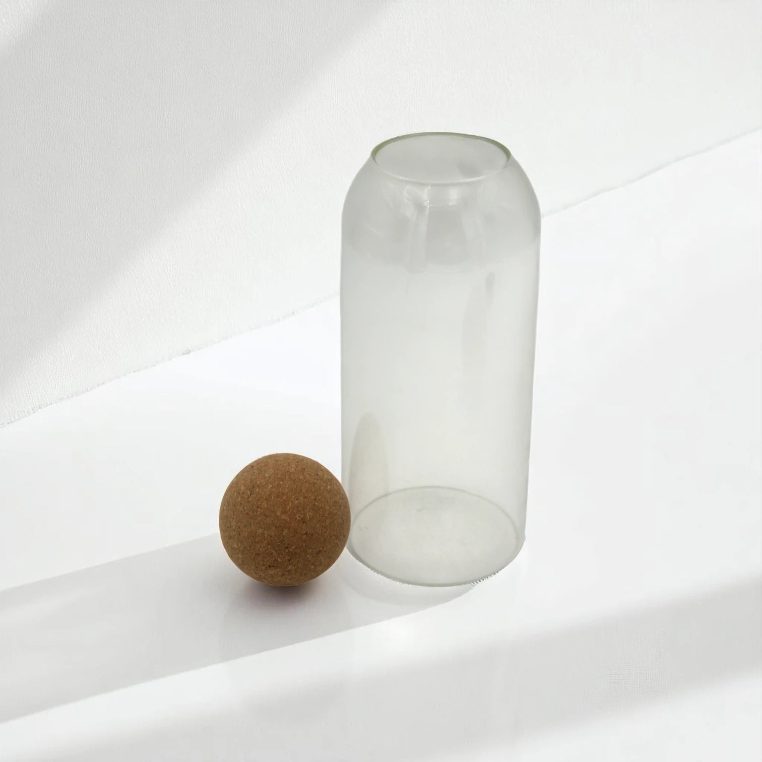 Minimalist Clear Glass Jar with Round Cork Lid – Airtight Storage Container for Spices, Pantry, Bath Salts, or Decor Use - Damoo
