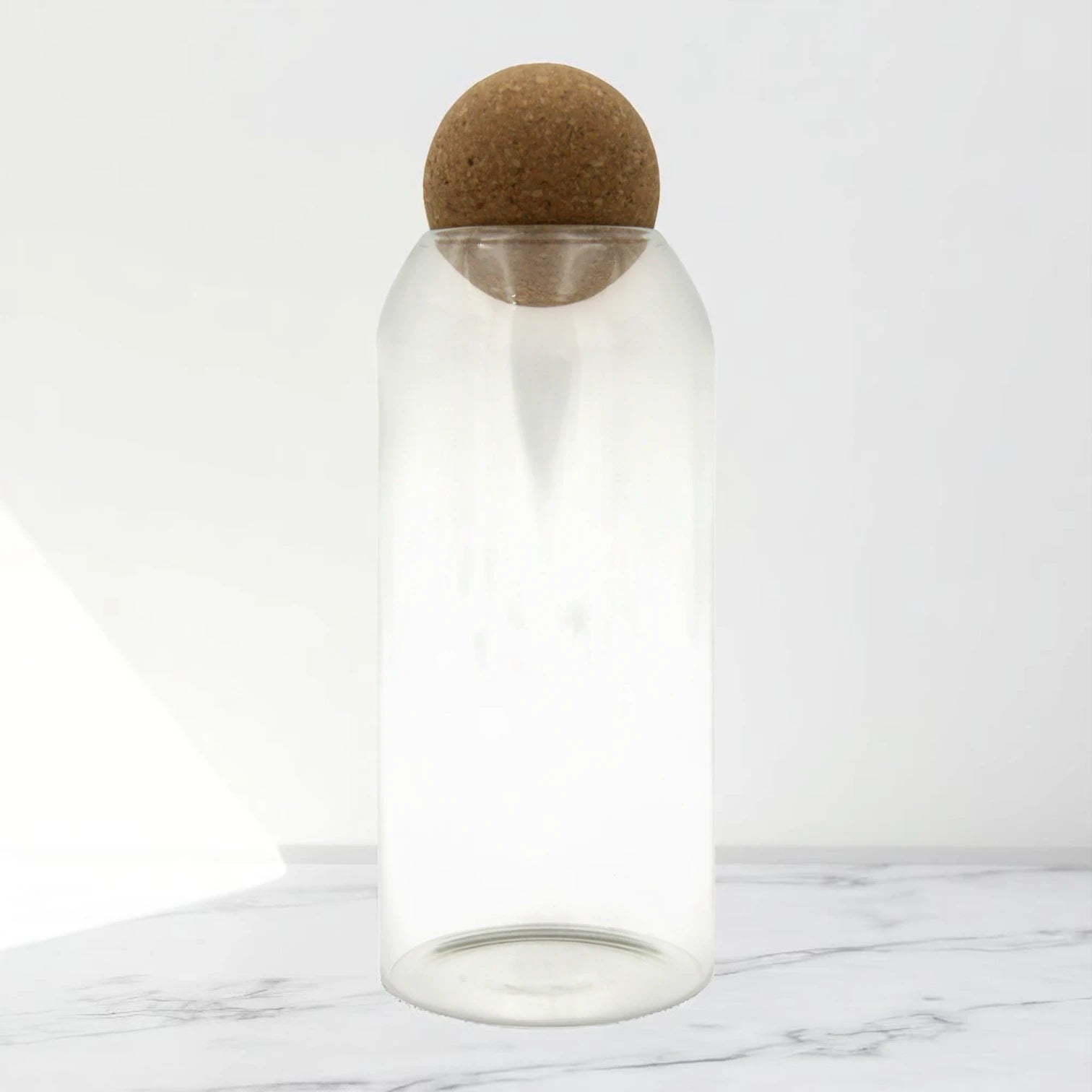 Minimalist Clear Glass Jar with Round Cork Lid – Airtight Storage Container for Spices, Pantry, Bath Salts, or Decor Use - Damoo