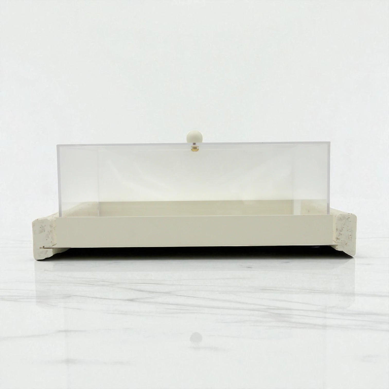 Minimalist Serving Tray with Clear Acrylic Lid – Modern Display Stand for Pastries, Desserts & Elegant Home Organization - Damoo