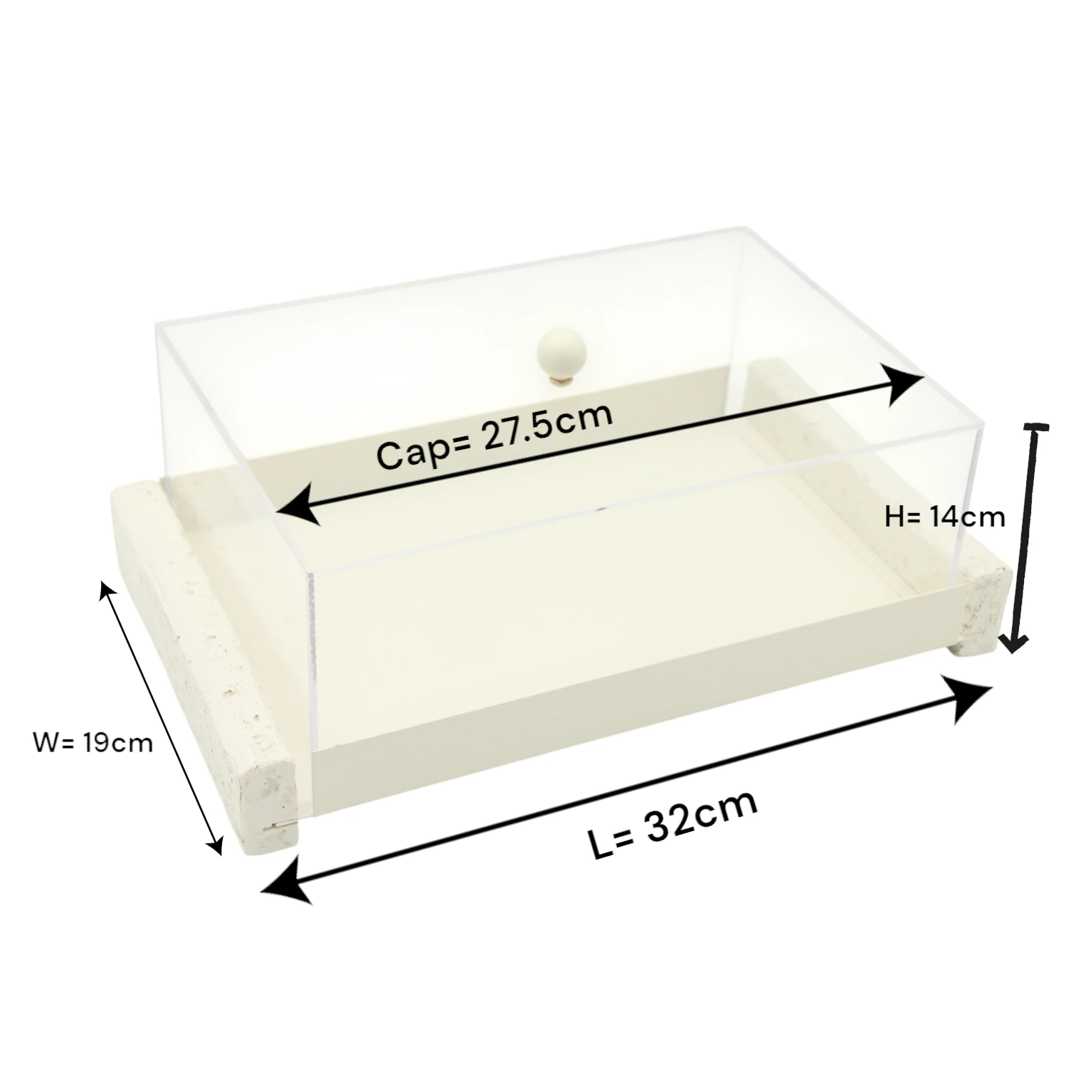 Minimalist Serving Tray with Clear Acrylic Lid – Modern Display Stand for Pastries, Desserts & Elegant Home Organization - Damoo