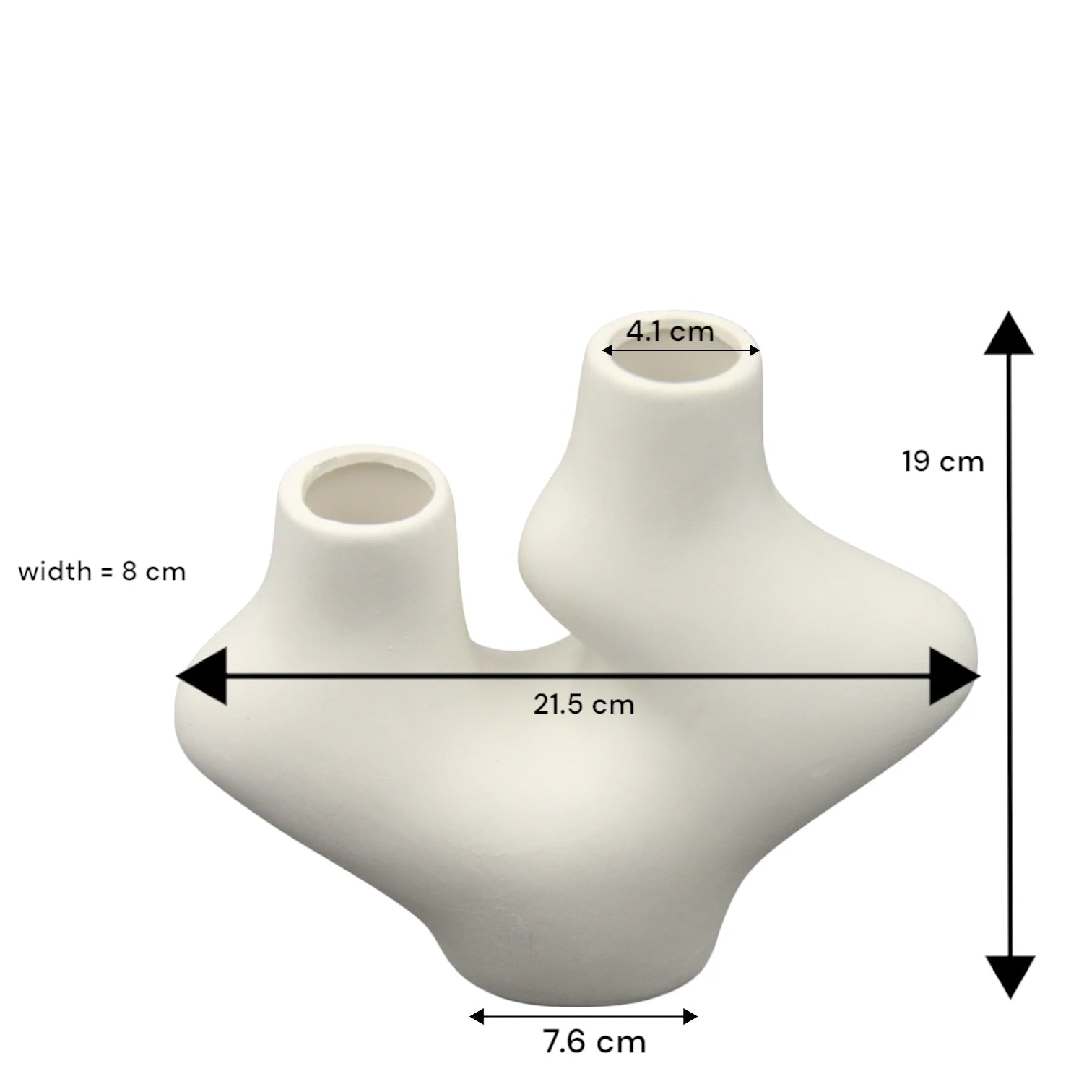 Modern Abstract Dual-Opening Ceramic Vase – Sculptural White Minimalist Home Decor for Table, Shelf, or Entryway Styling - Damoo