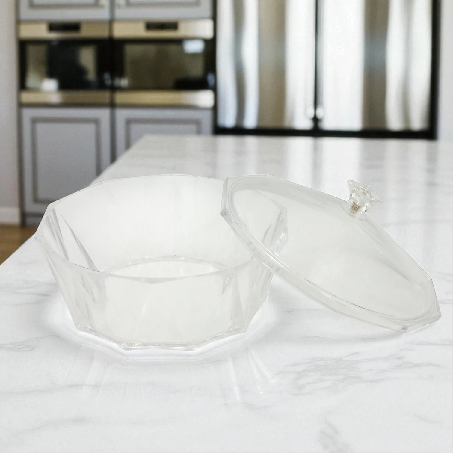 Modern Acrylic Candy Bowl with Lid – Transparent Decorative Treat Jar for Sweets, Dates, Chocolates & Snacks – Elegant Tabletop Organizer - Damoo