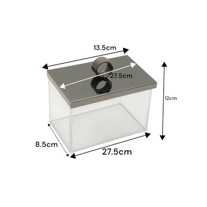 Modern Acrylic Condiment Box Set with Sleek Black Metal Lids – 3-Compartment Spice, Snack, or Sugar Organizer on Matching Tray - Damoo