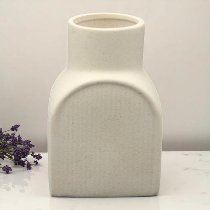 Modern Beige Ceramic Vase Set – Minimalist Decorative Vases for Pampas Grass, Dried Flowers, and Contemporary Home Accents - Damoo