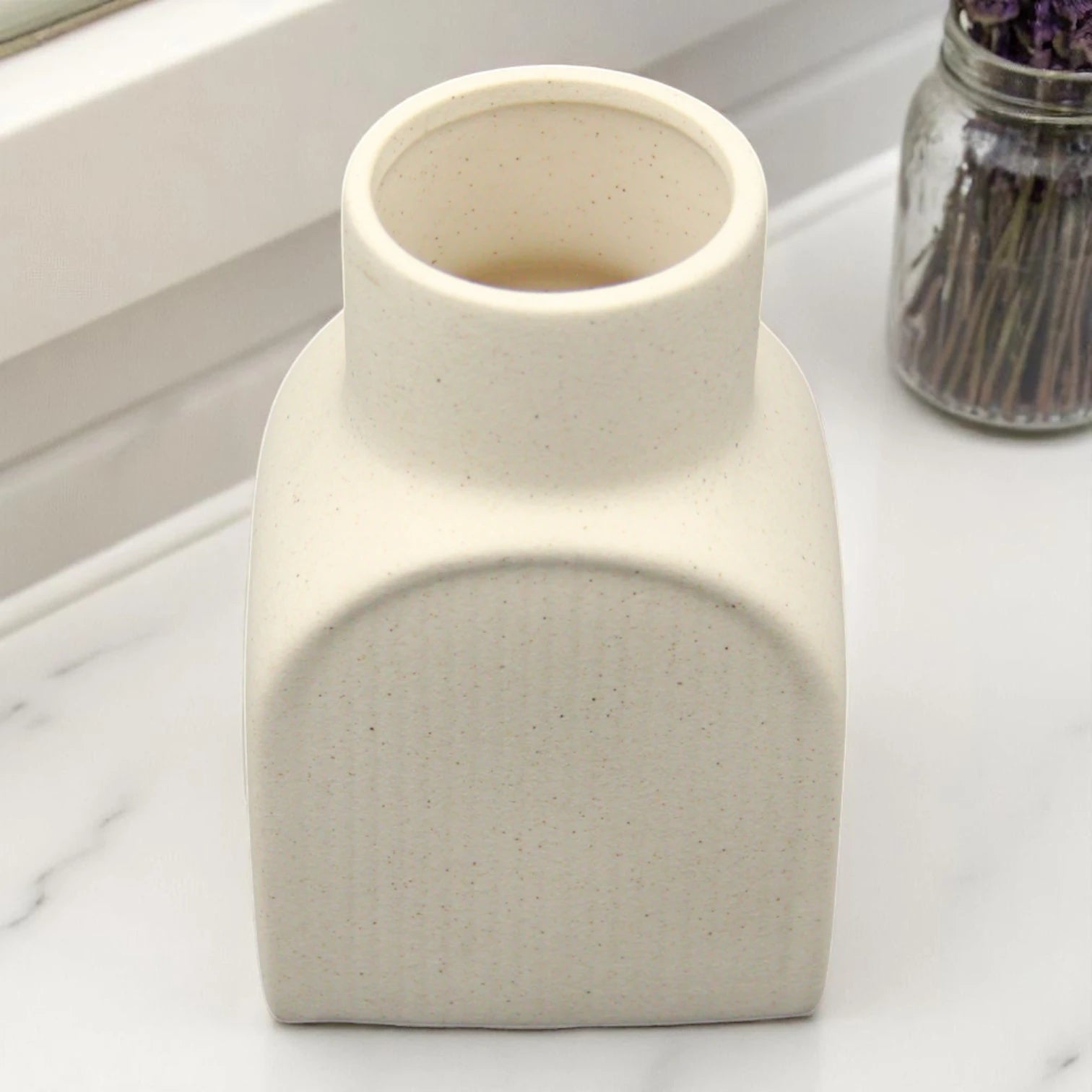 Modern Beige Ceramic Vase Set – Minimalist Decorative Vases for Pampas Grass, Dried Flowers, and Contemporary Home Accents - Damoo
