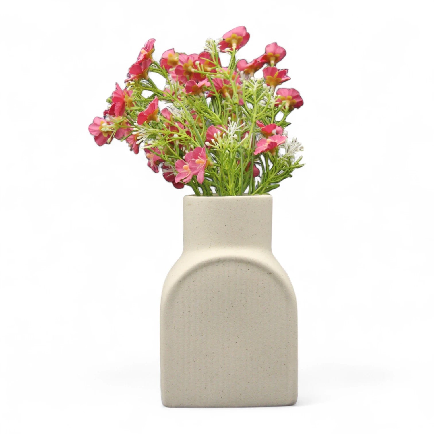 Modern Beige Ceramic Vase Set – Minimalist Decorative Vases for Pampas Grass, Dried Flowers, and Contemporary Home Accents - Damoo