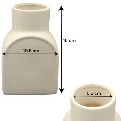 Modern Beige Ceramic Vase Set – Minimalist Decorative Vases for Pampas Grass, Dried Flowers, and Contemporary Home Accents - Damoo