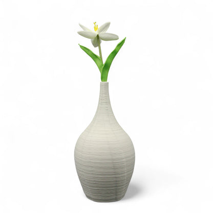 Modern Ceramic Flower Vase – Elegant White Decorative Vase for Home Decor, Living Room, Table Centerpiece or Office Styling - Damoo