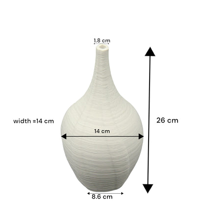 Modern Ceramic Flower Vase – Elegant White Decorative Vase for Home Decor, Living Room, Table Centerpiece or Office Styling - Damoo
