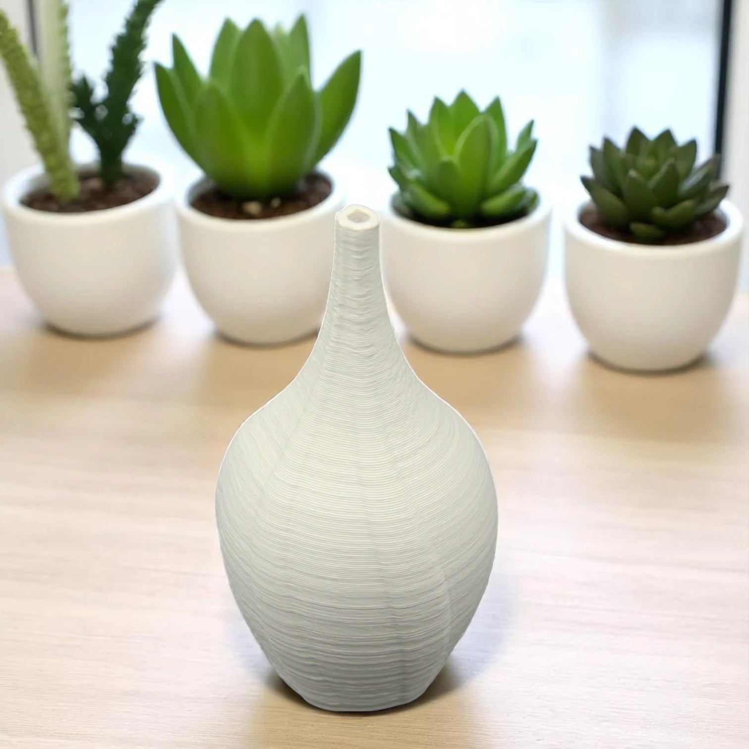 Modern Ceramic Flower Vase – Elegant White Decorative Vase for Home Decor, Living Room, Table Centerpiece or Office Styling - Damoo
