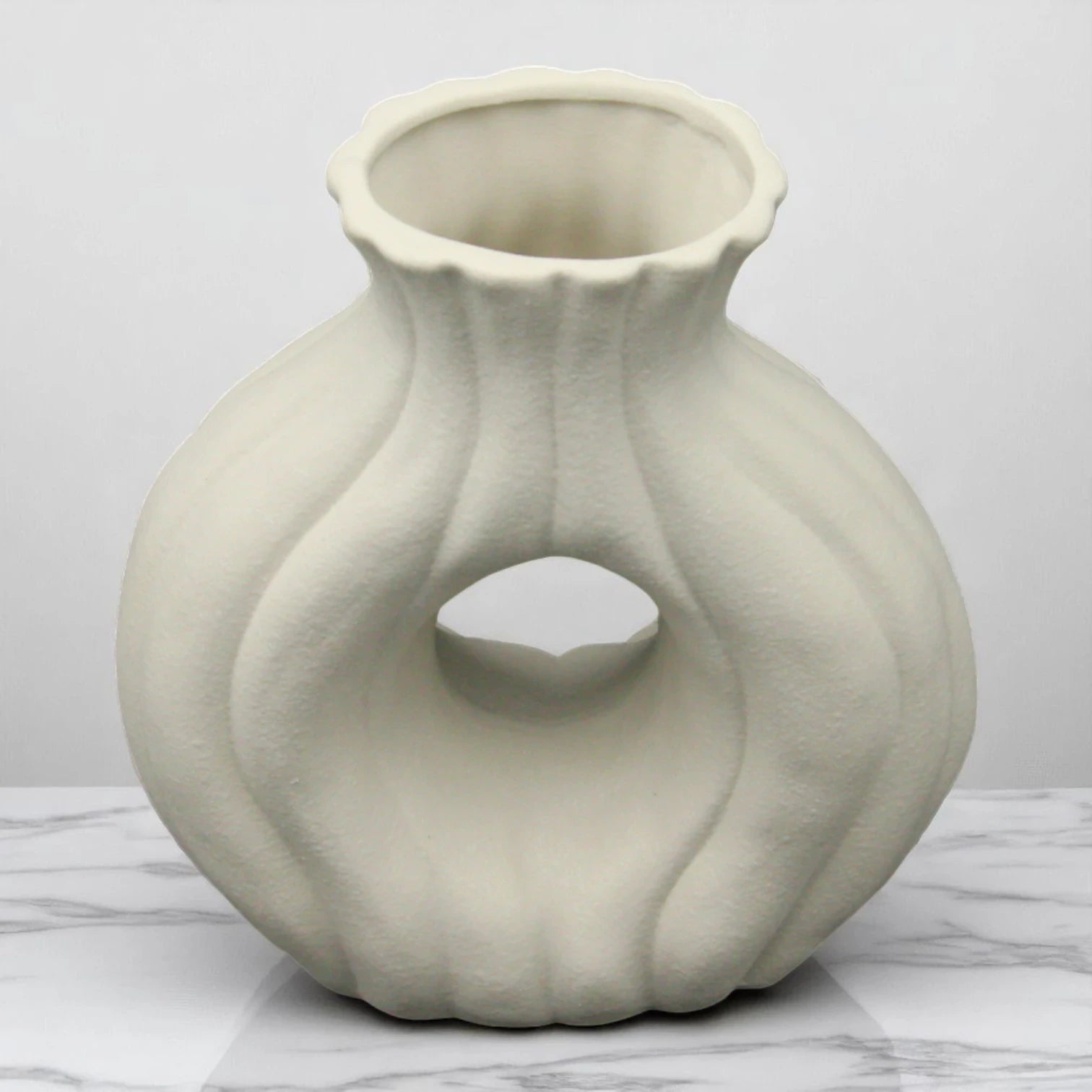 Modern Ceramic Flower Vase with Pink Blossoms | Minimalist Home Decor Vase - Damoo