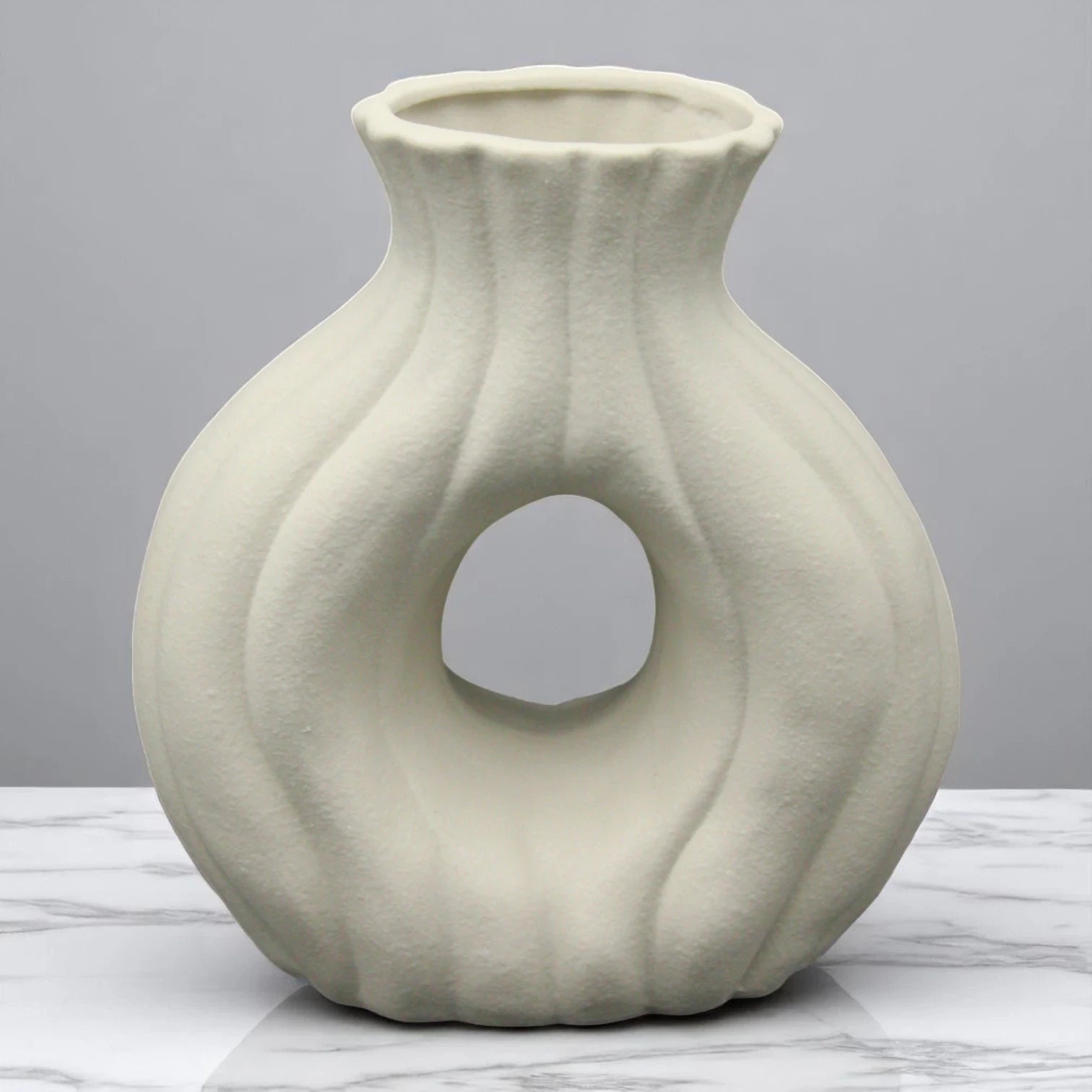 Modern Ceramic Flower Vase with Pink Blossoms | Minimalist Home Decor Vase - Damoo