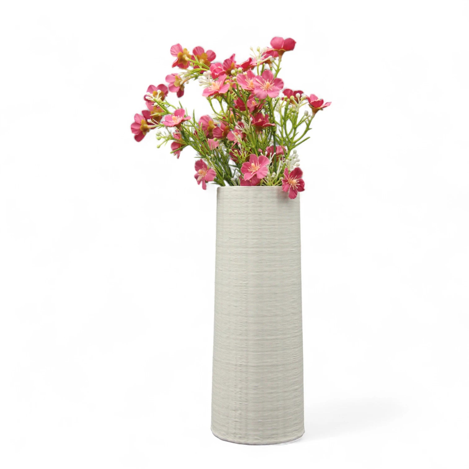 Modern Cylindrical Ceramic Flower Vase – Minimalist Tall White Vase for Home Decor, Table Centerpieces, or Office Styling - Damoo