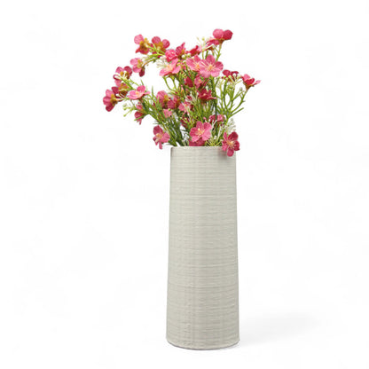 Modern Cylindrical Ceramic Flower Vase – Minimalist Tall White Vase for Home Decor, Table Centerpieces, or Office Styling - Damoo