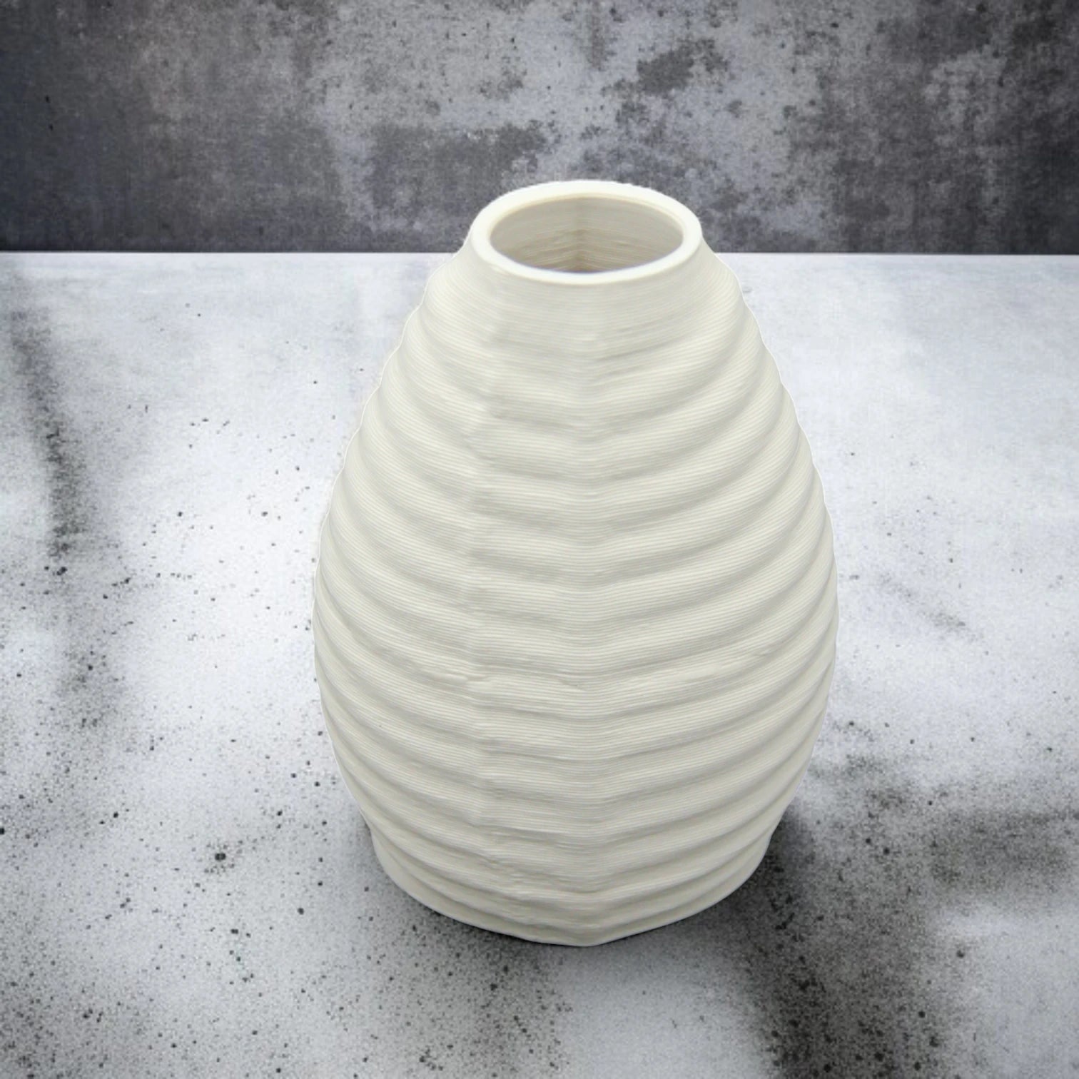 Modern Damoo White Textured Flower Vase with Artificial White Tulips – Elegant Home & Office Décor Accent - Damoo
