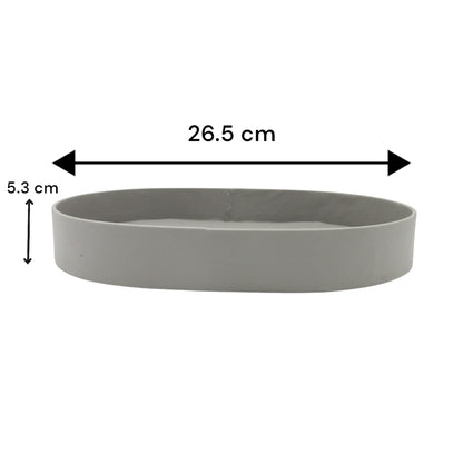 Modern Gray Oval Leather Catchall Tray – Sleek PU Leather Valet Organizer for Entryway, Office, or Nightstand - Damoo