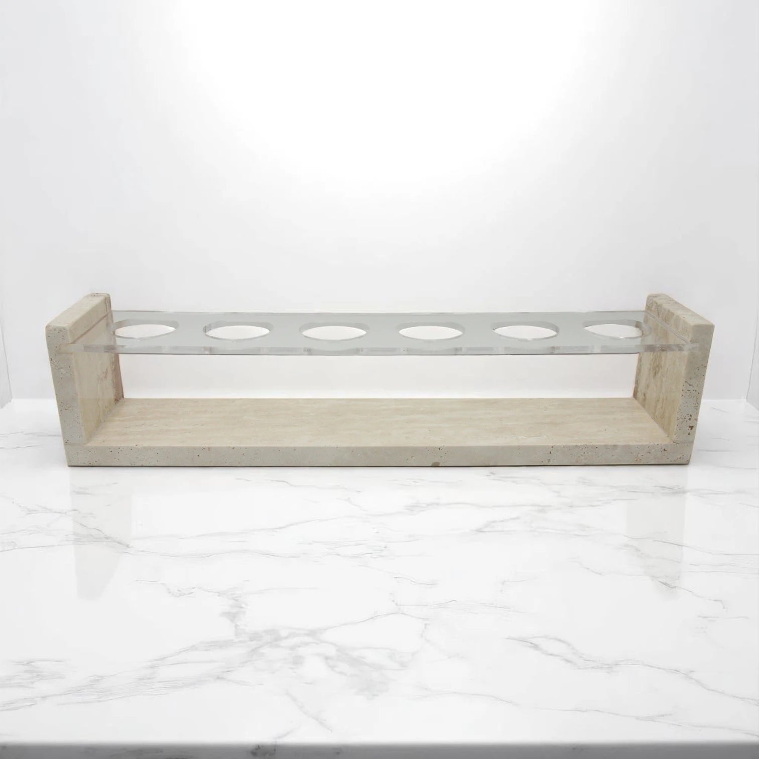 Modern Marble & Acrylic Coffee Cup Stand | 6-Cup Minimalist Mug Holder for Kitchen, Coffee Bar & Display - Damoo