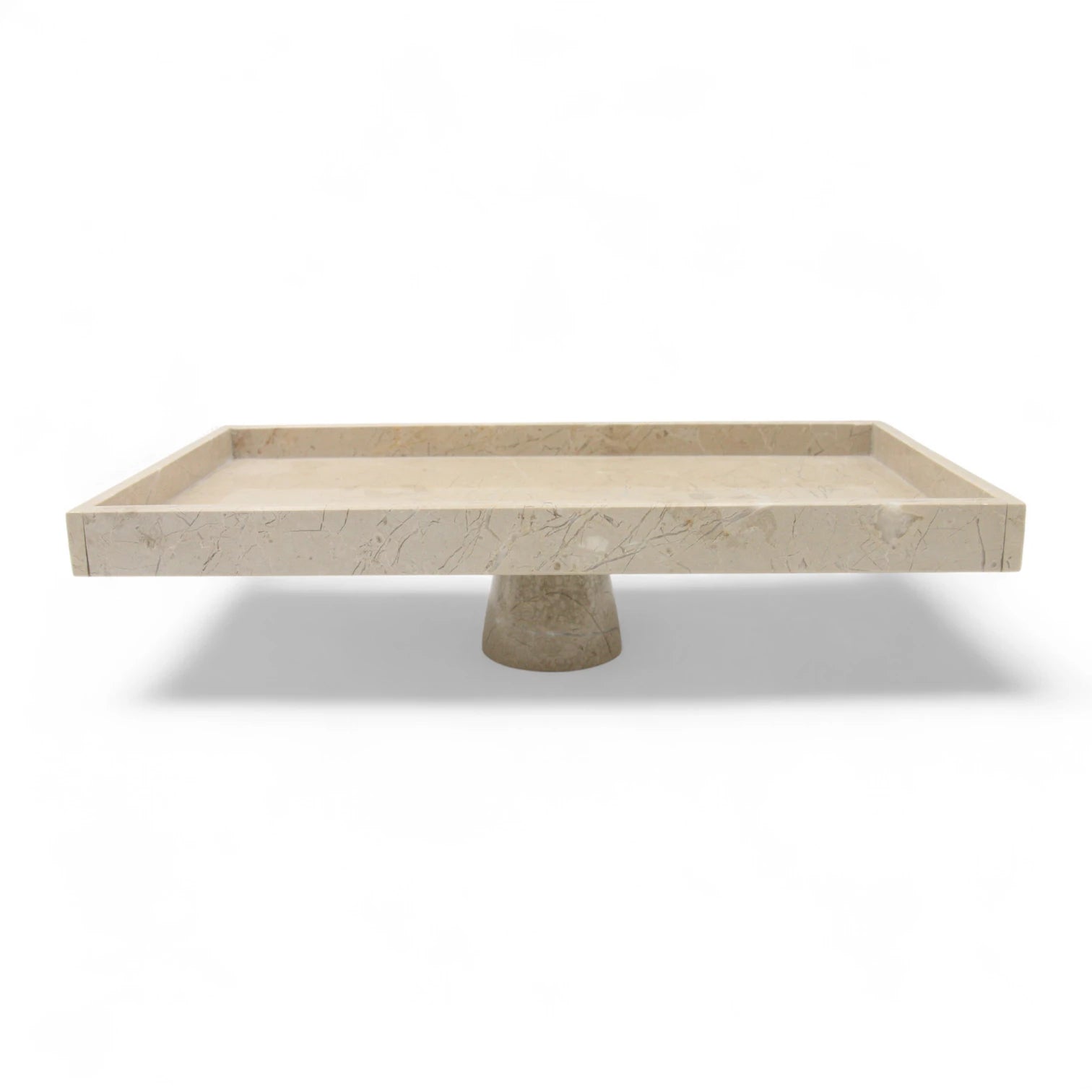 Modern Marble-Style Tray on Stand – Elegant Stone-Look Display Tray for Kitchen, Dining Table & Living Room - Multipurpose Serving or Decorative Stand for Fruit, Candles & More - Damoo