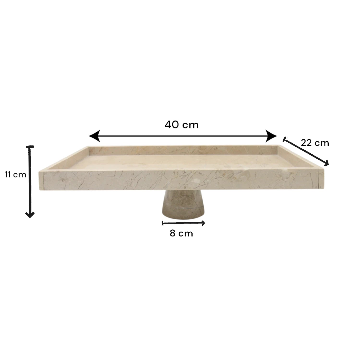 Modern Marble-Style Tray on Stand – Elegant Stone-Look Display Tray for Kitchen, Dining Table & Living Room - Multipurpose Serving or Decorative Stand for Fruit, Candles & More - Damoo