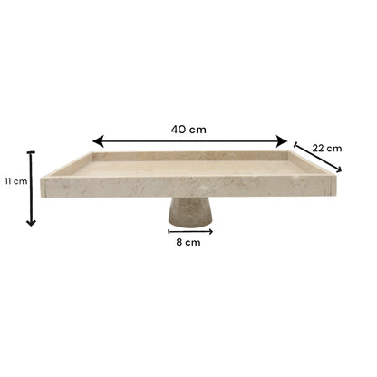 Modern Marble-Style Tray on Stand – Elegant Stone-Look Display Tray for Kitchen, Dining Table & Living Room - Multipurpose Serving or Decorative Stand for Fruit, Candles & More - Damoo